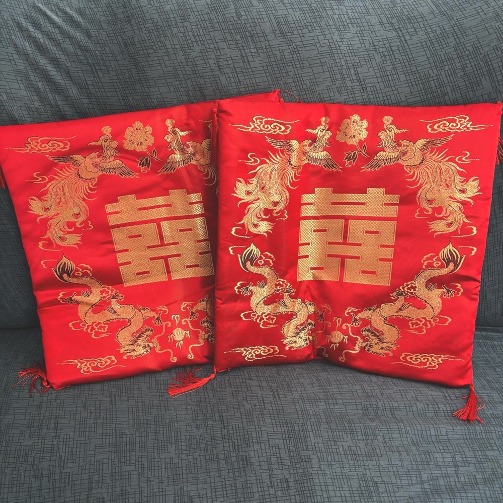 Set of 2 Chinese Tea Ceremony Wedding kneeling Pillows cushions